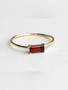Garnet Ring 14k Gold on Sterling Silver Size 7 Stacking 🆕